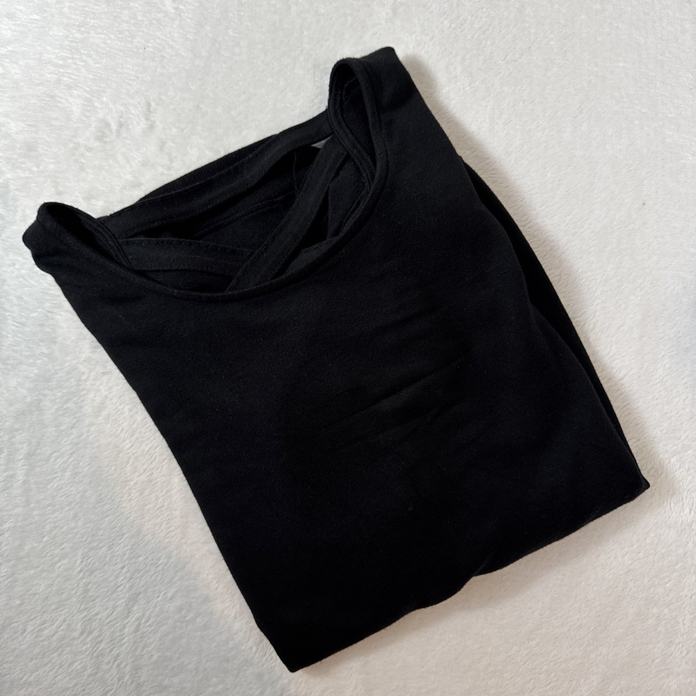 Athleta Black Criss-Cross Back Modal Blend Long Sleeve Top XS Made in USA - Picture 9 of 9